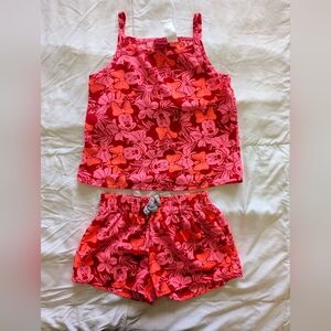 Disney Red Pink Minnie Tank Top and Shorts Set XS(4/5)